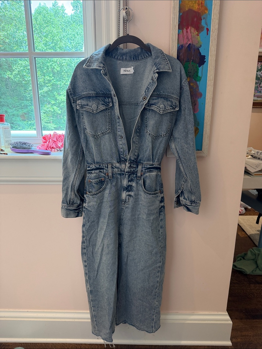 pistola Light Blue Denim Midi Jeans Dress